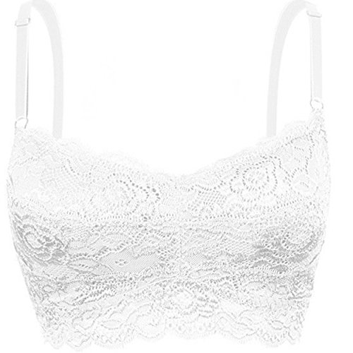 Floral lace padded bralette bra bustier crop wireless w…