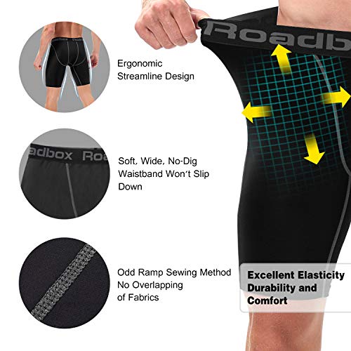 image for Roadbox Men's Running Compression Shorts, Baselayer Cool Dry Sports Ti