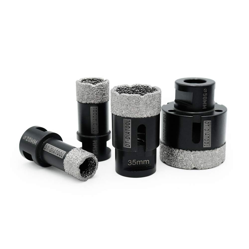 DT-DIATOOL Diamond Drill Bit Set 20/25/35/50mm Hole Saw for Dry Drilling Tile Porcelain Marble Ceramic Granite