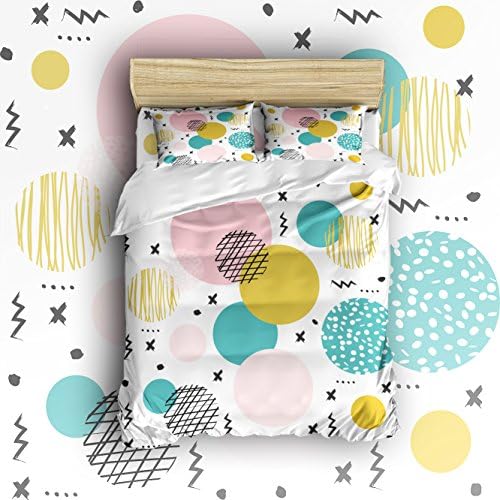 Anzona Lightweight Microfiber Duvet Cover Sets, Fresh and Colorful Lines Design, Comfortable Breathable and Soft