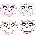 4 Pack Day Of The Dead Skull Temporary Rhinestone Face Tattoo,Face Stickers Gems Jewels for Halloween