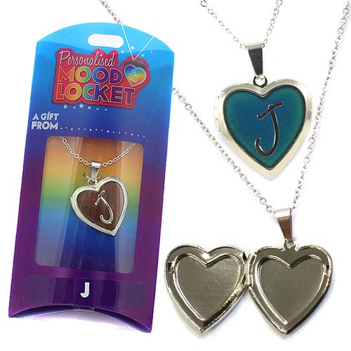 J PERSONALISED HEART SHAPED NAMED MOOD LOCKET FUN GIFT PRESENT