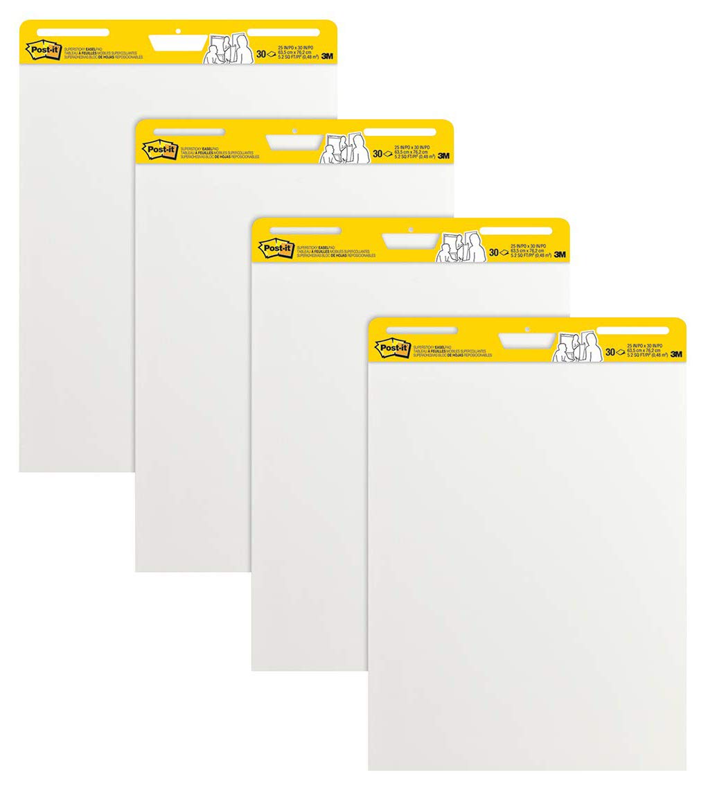 Postit Super Sticky Easel Pad, 25 x 30 Inches, 30 Sheets/Pad, 4 Pads