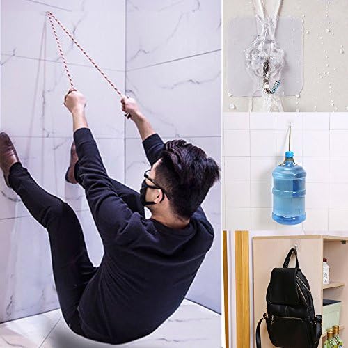 Utility Adhesive Stainless Steel Wall Hooks for Towel Loofah Bathrobe Coats, Bathroom Kitchen Transparent Heavy Duty…