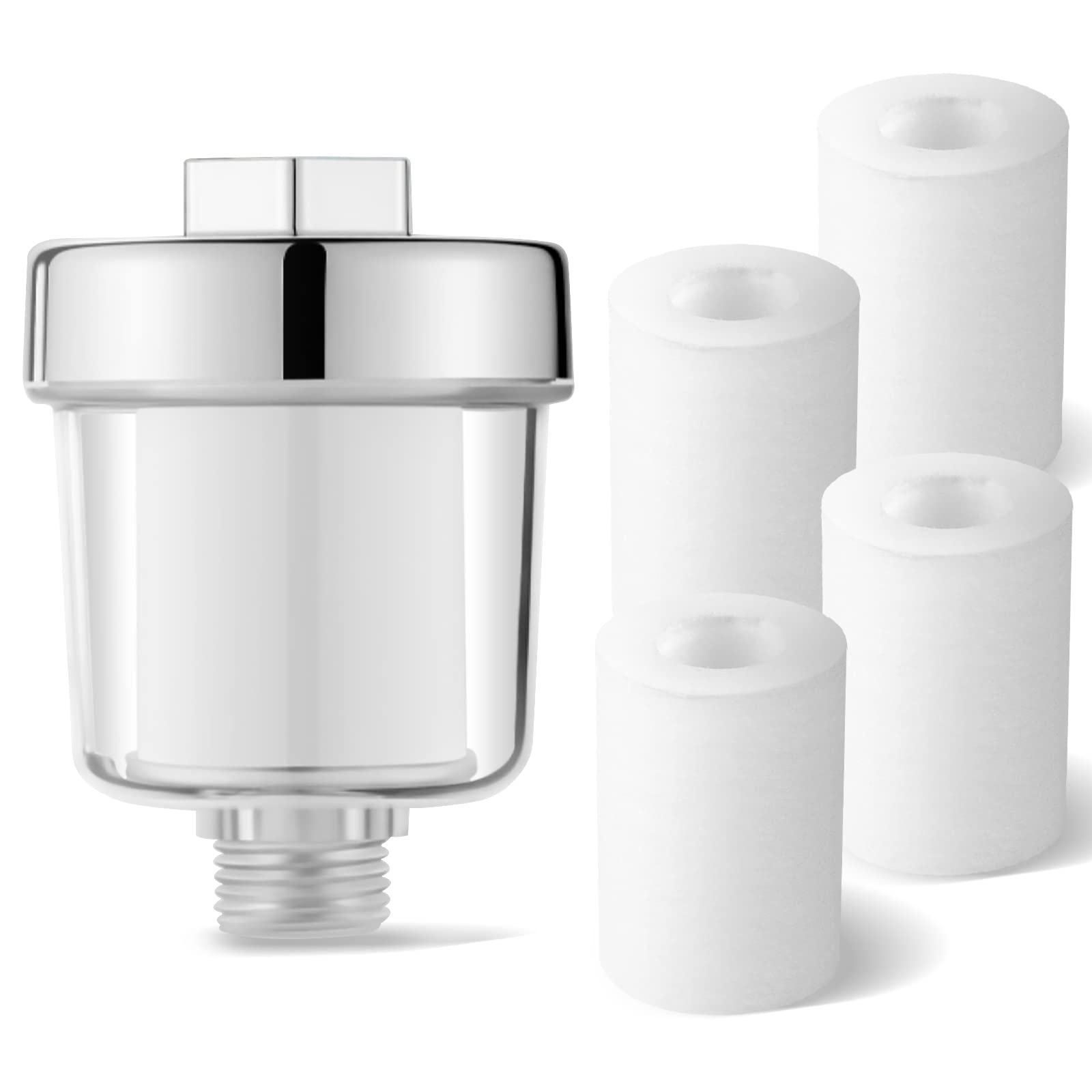 Shower Filter Water Filter Shower with 5 Thickened Filter Cartridges Shower Head Filter Water Filter Tap Shower Filter for Hard Water Limescale Filter Shower