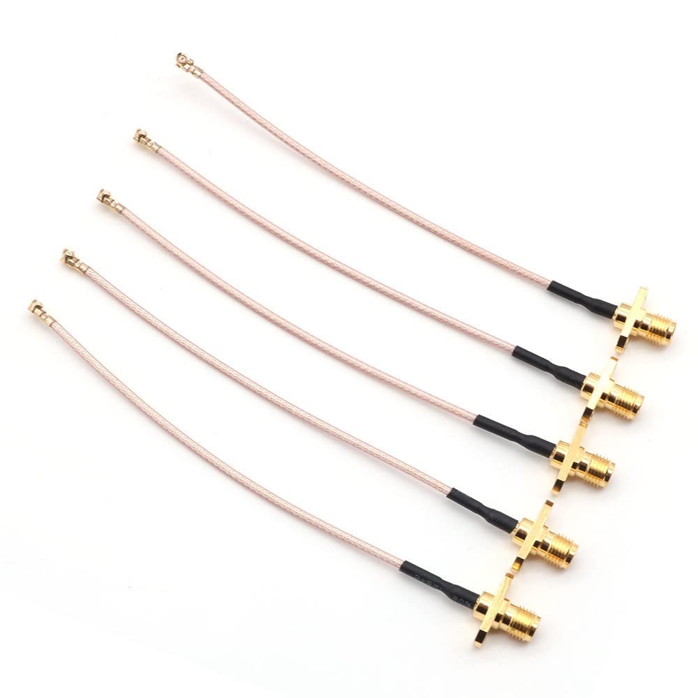 Fasizi 5PCS Double Hole Flange RG178 Line IPX To SMA Outer Screw Inner Hole Adapter Cable - 10CM