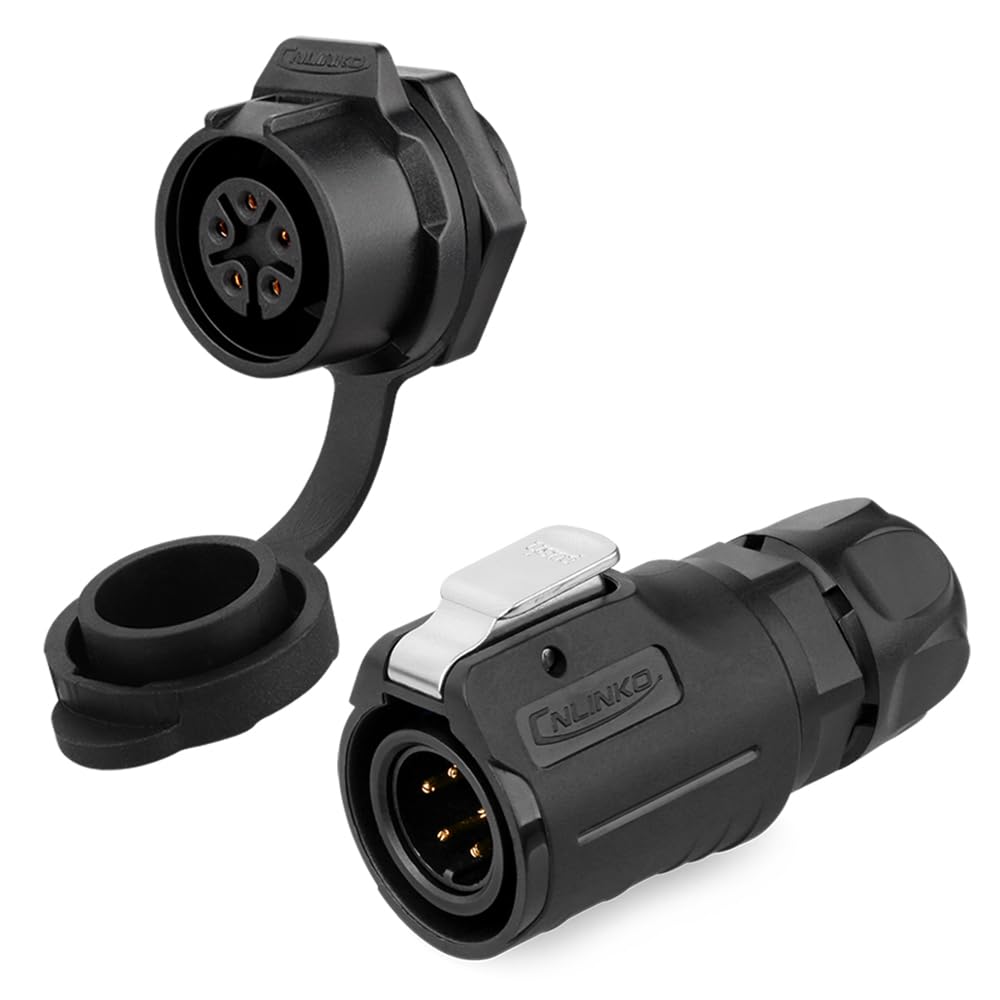 CNLINKO LP-16 Industrial Waterproof Connector IP68 Circular Connector Quick Plugging Aviation Connector PBT Plastic Shell Connector Fast Release Connector M16 2-9 Pin Threaded Socket (5 Pin)