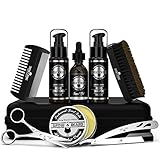 9-in-1 Grooming Kit, Beard Brush, Beard Oil, Beard Balm, Beard Shampoo, Beard Conditioner, Bead Comb, Beard Scissors, Beard Razor, Beard Cape, Presented in Premium Gift Travel Package