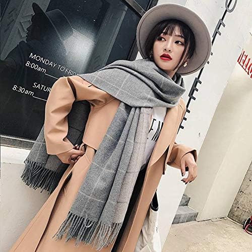 TYERY Japan and South Korea Sweet Print Autumn and Winter Wool Scarf Female Double-Sided Plaid Dual-Use Large Shawl long Warm Scarf