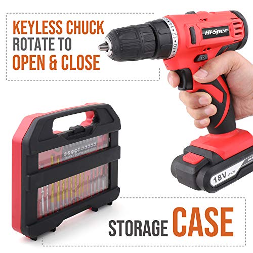 HiSpec 31 Piece 18V Cordless Electric Drill Driver with 1500mAh