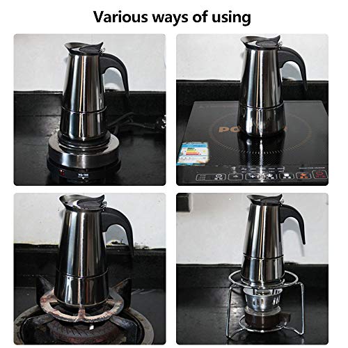 Espressokocher Induktion Geeignet | 2, 4, 6, 9, 12 Tassen | Edelstahl Moka Pot Espresso Kaffeemaschine Herd | Alu-frei… – Bild 4
