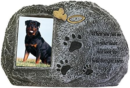 Joy2016 Paw Print Pet Memorial Stone Dog Memorial - Features a Photo Frame and Sympathy Poem - Pet Grave Headstone Tombstone - Loss of Pet Gift - 8”W x 2.3”D x 5.5”H
