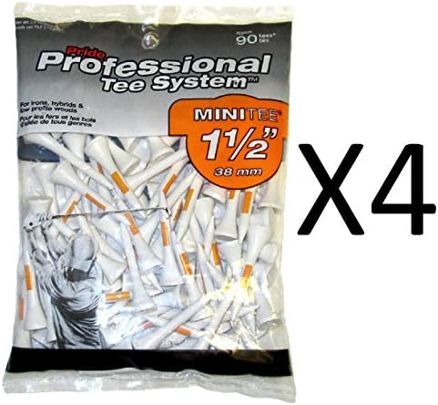 Pride Professional Tee System Minitee 1 ½" Golf Tees, 90 Count (Pack of 4)