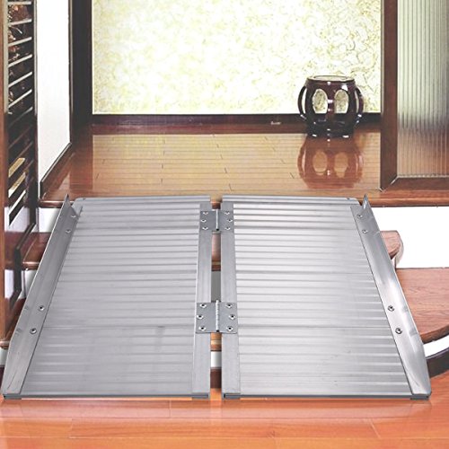 Heavens Tvcz Handicap Ramp Safety Folding 3' Aluminum Wheelchair Elderly, People, Scooter Bikes Motorcycles Threshold Portable Mobility Non-Slip Bearing Capacity Professional Easy Use Set-up