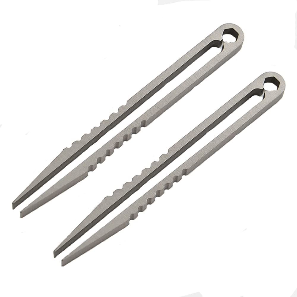 2 Pcs Portable Tweezer, Mini Titanium Alloy Tweezer, EDC Outdoor Tool for Travel Camping Home Mountaineering, Silver