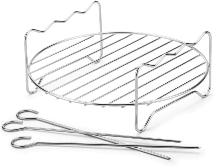 Pack 4 Accesorios para Freidora de Aire sin Aceite, 3.5L o más, Molde Bizcocho, Parilla, Pinchos, Soporte para Tostadas y Papel Vegetal, Sin BPA