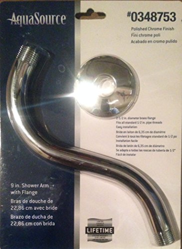 Aquasource Polished Chrome 9 Inch Shower Arm With Flange 0348753