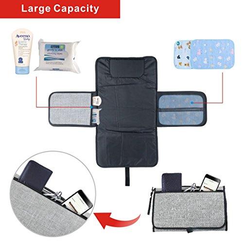 image for Idefair Diaper Changing Pad with Head Cushion and Pockets,Infants Baby