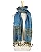 Women's Double Layered Border Pattern Reversible Pashmina Shawl Scarf Wrap Stole (003-24 Mid Blue)