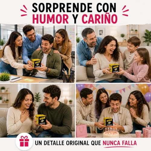 mundohuevo Original Gift Pack for Friends, Couple, Family and Office | Funny Mug "Gracias por Aguantarme" 350 ml + 12 Joke Candies in blister Sugar-Free with Cherry flavor.