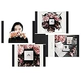 LEGGYHORSE Photo Frame Designs Decorative Puzzle Collage Picture Frame Sets for Wall Desktop Decor for Home Office (Picture Frames 5x7, Black, Suction Cube Set, Set of 4)