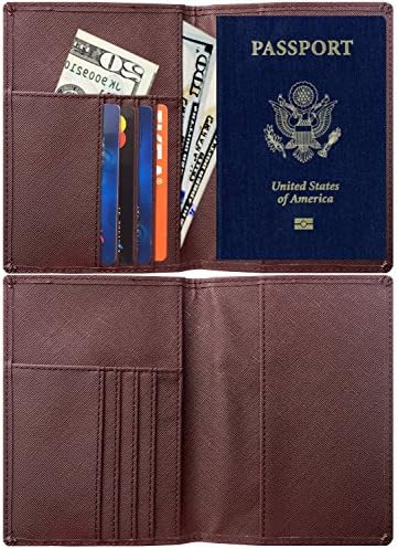 RFID Blocking Leather Passport Holder Travel Wallet Organizer for Men and Women