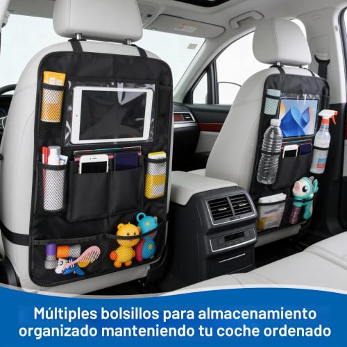 JIYANA 2 Pieces Car Seat Organizer for Children, Car Seat Protector in 600D Oxford Fabric, Wear-Resistant, Seat Organizer for Backrest with 10 Multifunctional Pockets