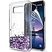 LeYi for Galaxy S8 Active Case (Do Not Fit S8) with HD Screen Protector for Girls Women, Glitter Shiny Bling Quicksand Liquid Clear TPU Protective Phone Case for Samsung Galaxy S8 Active Purple