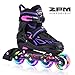 2pm Sports Vinal Girls Adjustable Flashing Inline Skates, All Wheels Light Up, Fun Illuminating Rollerblades for Kids and Ladies - Violet S