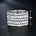 DIFINES Redbarry Vintage CZ Diamond Wide Band Eternity Statement Rings 18k White Gold Plated, Size 7