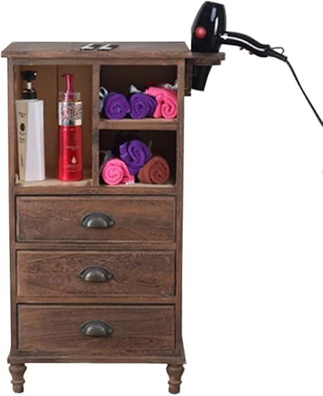 Retro Barber Shop Workbench Locker With 3 Open Compartments And