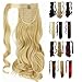 Wrap Around Synthetic Ponytail Clip in Hair Extensions One Piece Magic Paste Pony Tail Long Curly Wavy Soft Silky for Women Fashion and Beauty 17'' / 17 inch (golden mix bleach blonde)