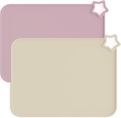 Moonkie Silicone Placemats for Baby & Kids 2 Pack Pale Mauve/Shifting Sand