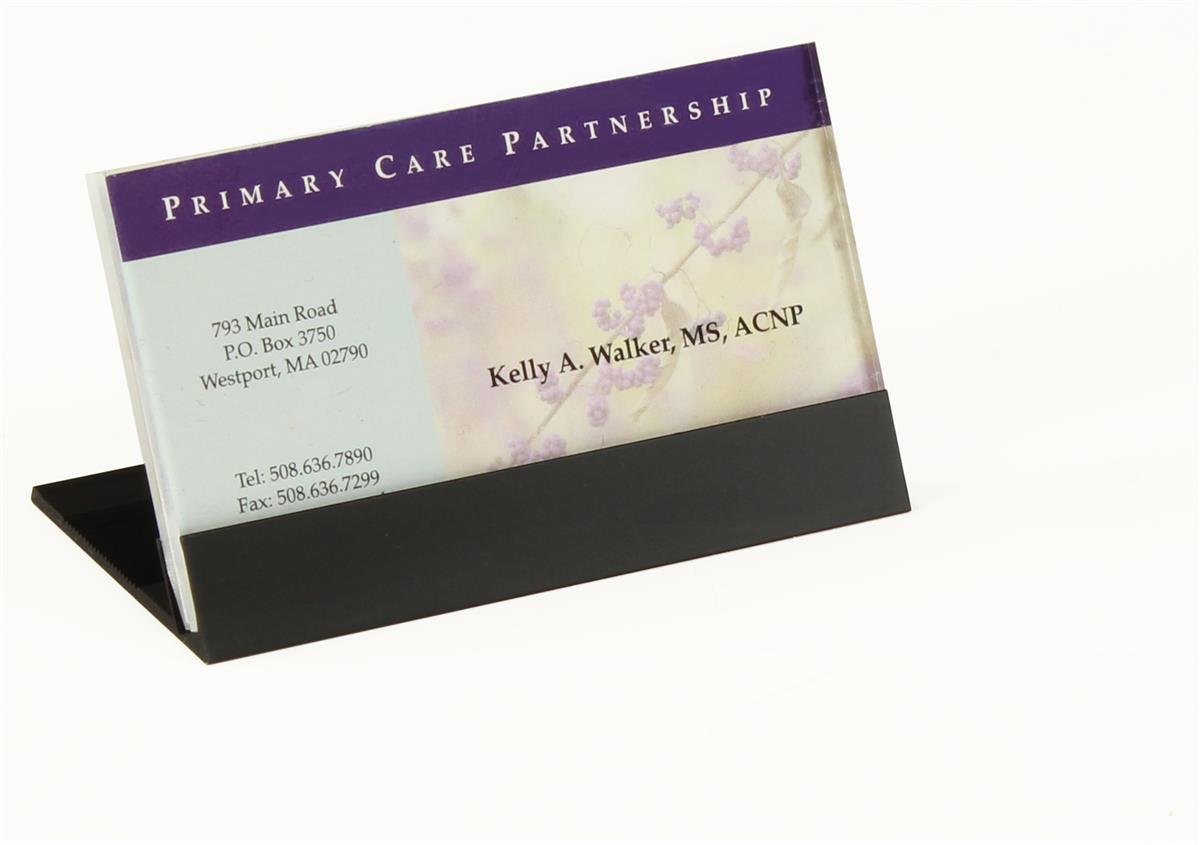 Displays2go Name Plate Display Stand, Business Card Holder, Desktop