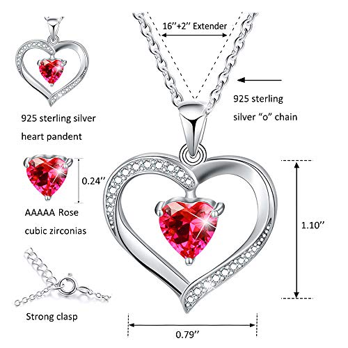 Happy Camp Forever Love Heart Women Necklace 925 Sterling Silver Birthstone Pendant Necklaces for Women with 925 Sterling Silver Chain and 5A Cubic Zirconia Jewelry for Women 18\'\' (Sliver-01-Jan.)