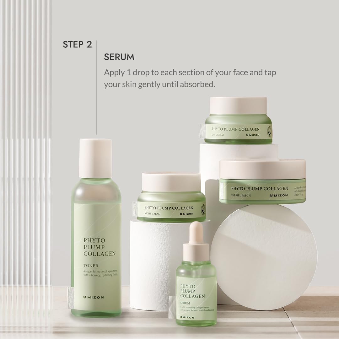MIZON Phyto Plump Collagen Special Duo Set (Eye Gel Patch & Serum) Vegan Formula Korean Skincare Kit