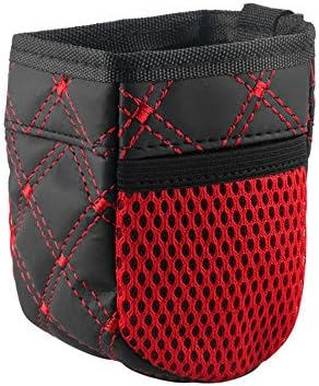 ILYPRO Car Air Vent Bag Organiser Pouch with 2 Side Pockets for Cell Phones Keys Credit Cards Pens Gadgets, Red Stitches