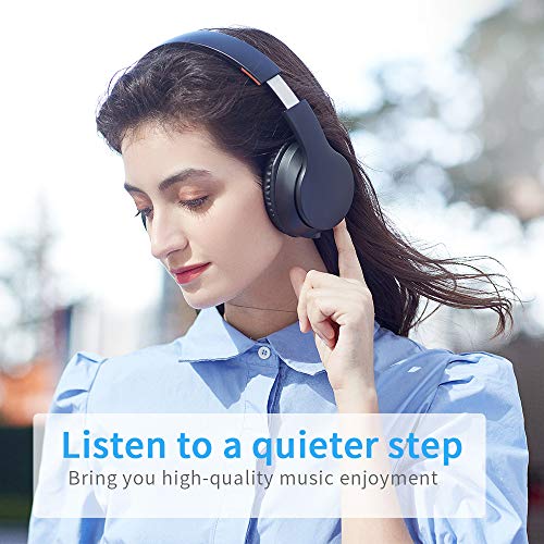 Bluetooth Headphones Over Ear, Comfortable Wireless Headphones, Rechargeable HiFi Stereo Headset, w/Wired Mode, CVC6.0 Microphone for Cellphone Online Class, Home Office, PC (Black)