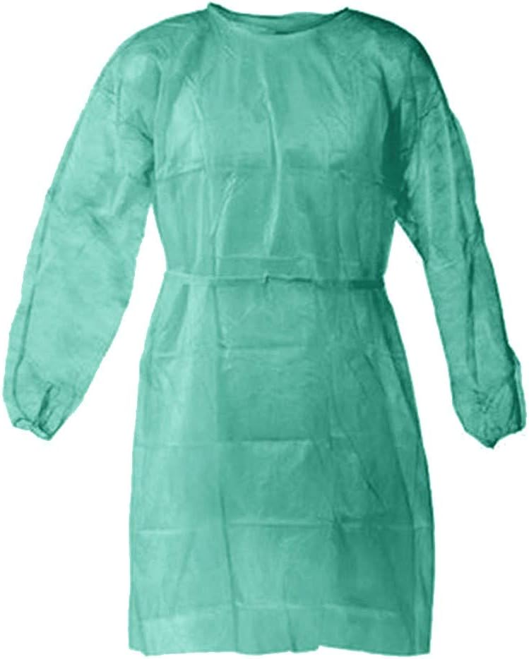 Sendry Isolation Gowns, Disposable Protective Clothing,Yellow Protective Gowns, Examination Gowns, Knit Cuff Non Woven, Fluid Resistant,one Size fits All(5/10 Packs, Light Yellow Blue)