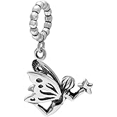 LAMOONY Wish Angel Charm 925 Sterling Silver Butterfly Fairy Charm Holding Star Charm Hope Charm for Bracelet