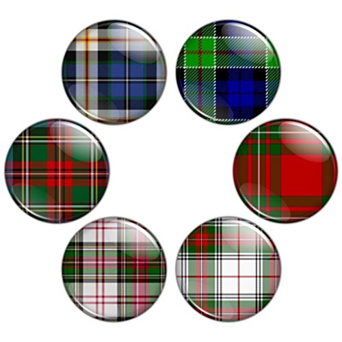Button Bistro Women's Tartan Pattern 1.25 inch (32 mm) Pinback Button Set Badges Pins