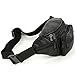 Leather Fanny Pack Waist Bag 6 Pockets Adjustable Belt Strap Travel Pouch Black