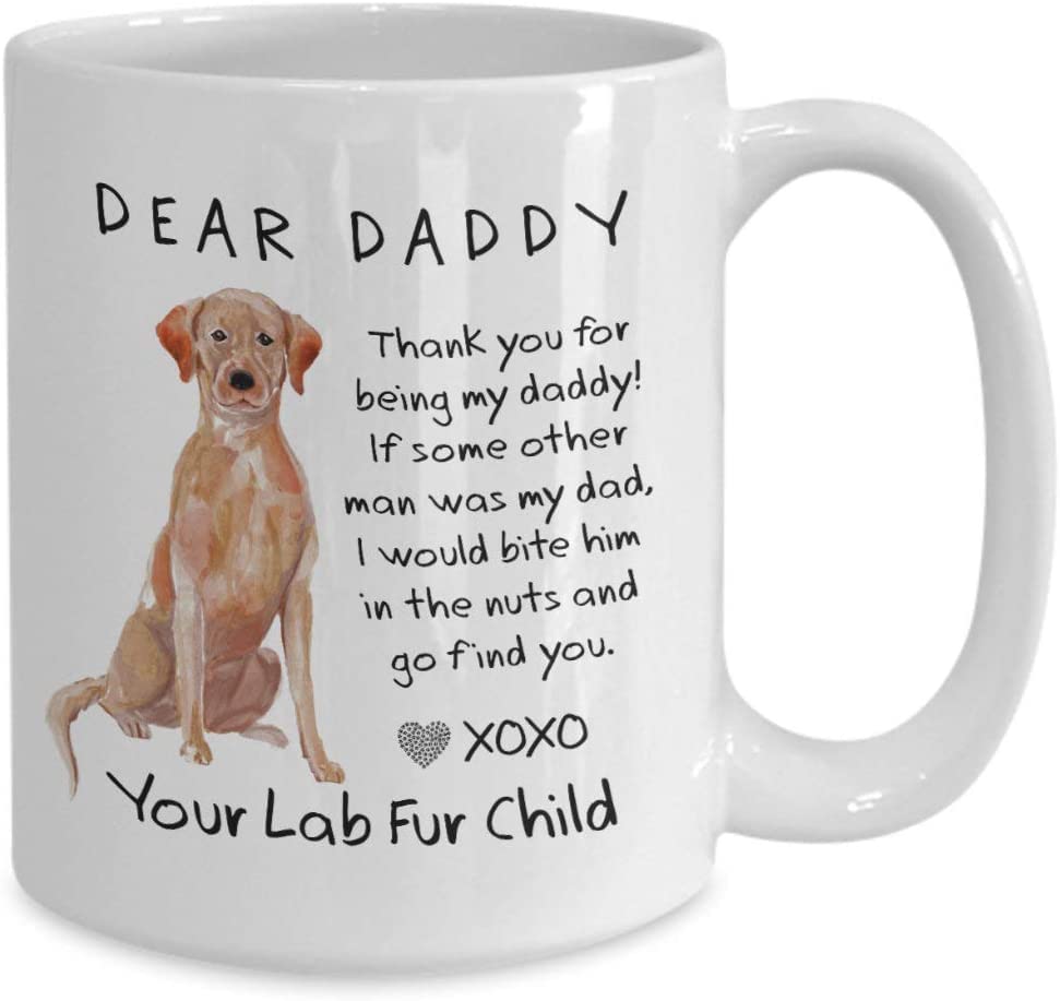 Giftme Labrador, Dear Daddy Fox Red Labrador Fathers Day Dog Dad, Christmas Coffee Mug, Tea Mug Unique 11oz White Ceramic Mug.