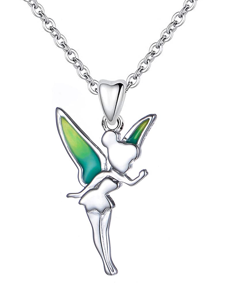 LSDesigns Tinkerbell Fairy Necklace 925 Sterling Silver Pendant with a 20" (50cm) Cable Style Link Chain Birthday Women Her Girls - Gift Box