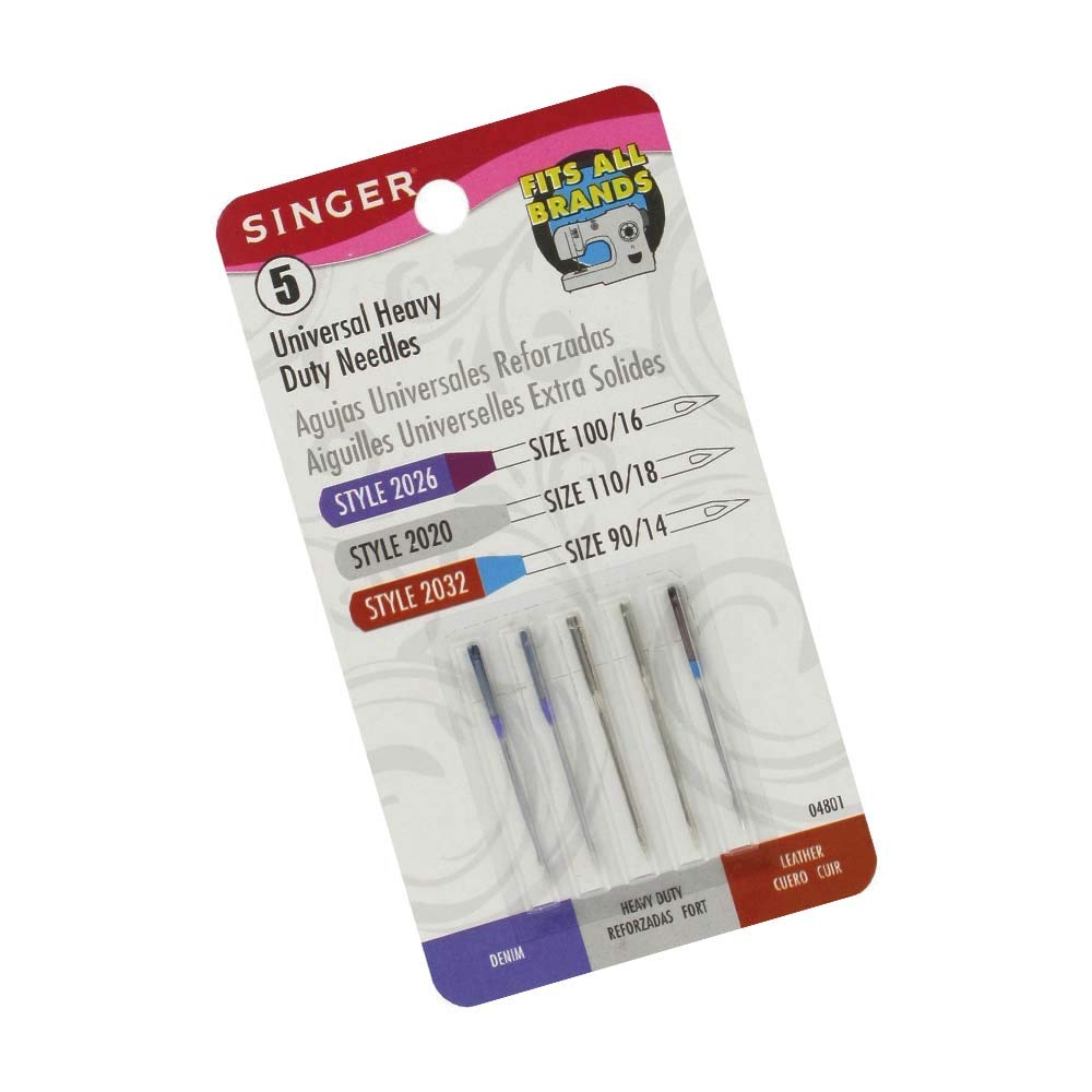 SINGER 04801 Universal Heavy Duty Sewing Machine Needles, 5Count