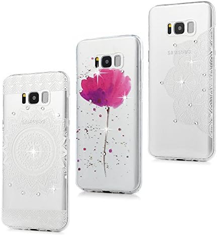 For Samsung Galaxy S8 Plus Case - 3 Pcs Bling Diamond Shockproof Flexible Soft TPU Case Rubber Skin Bumper Painting Totem Lotus Pattern Lightweight Ultra Slim-Fit Protective Cover- Group 2