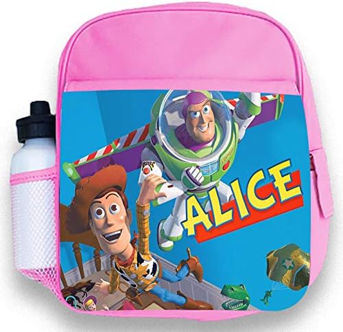 Personalised Kids Pink Backpack Any Name Toy Story Design Girl Childrens Back to School Bag 1