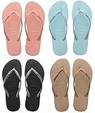 Havaianas Brazil Women`s Flip Flops Vary Colors Slim Metallic Logo Sandal All Sizes