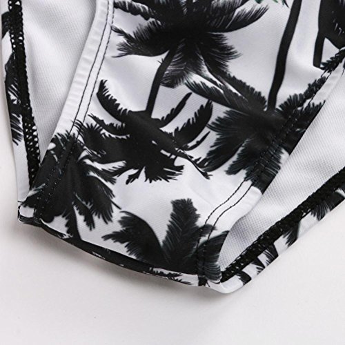 Balakie Women Print Bikini Sets Three-point Coconut Tree Printing Bandage Swimsuits Two Piece Swimwear Beach Suit (XL, White)
