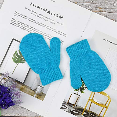 MENOLY 4 Pairs Toddler Magic Stretch Mittens Winter Warm Kids Knit Gloves for Little Girls Boys 4 colors
